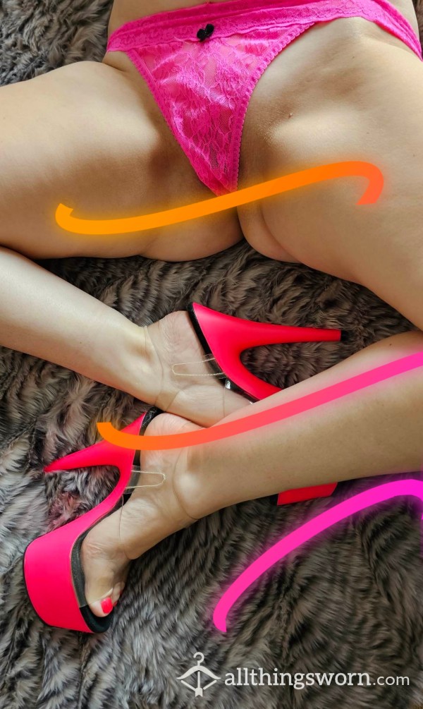 🥵💋Neon Pink Thong, Shaved Pussy Pic Wearing These With Purchase,💋🥵💦