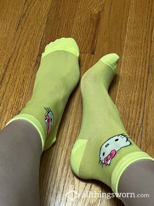 Neon Yellow Hello Kitty Nylon Socks