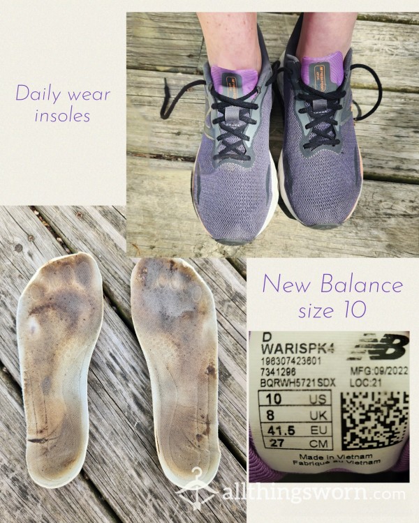 New Balance Fresh Foam Size 10 Purple And Grey With Included Daily Worn Stinky, Sweaty Insoles - US Shipping Included - Post Op Shoes