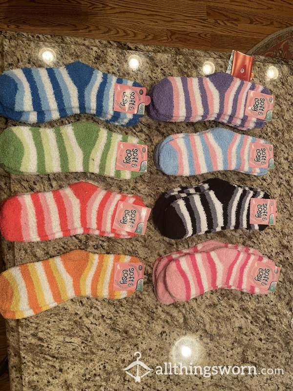 New Striped Fuzzy Socks