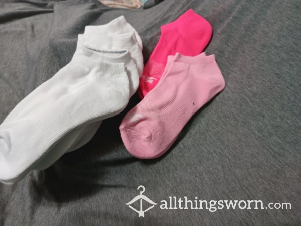 New White, Hot Pink, Light Pink Socks