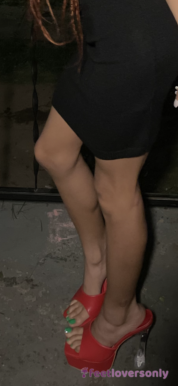 Night Out , Fresh Glossy Pedi In Red Pumps  ☺️☺️😶‍🌫️ .