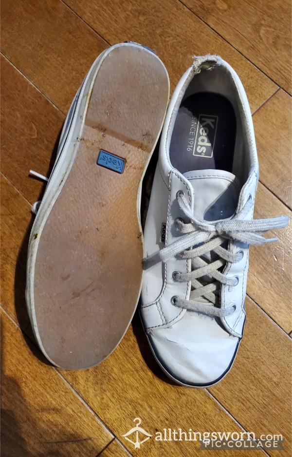 Old And Well Worn White Keds Size 8