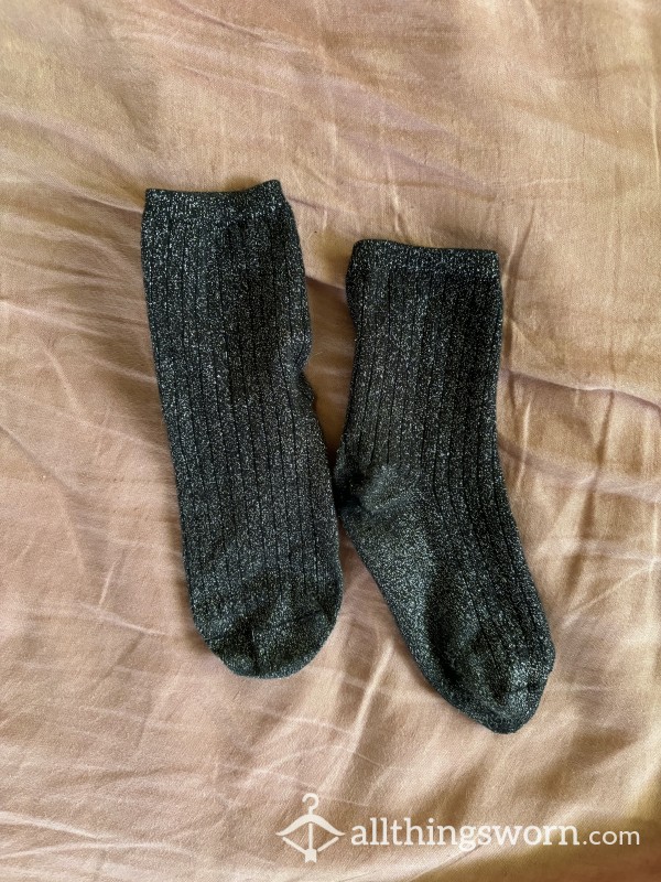 ☁ Old Black Sparkle Ankle Socks ☁
