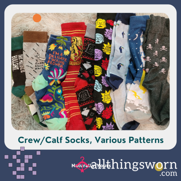 🧦 Old Smelly Calf/Crew Socks Various Patterns ~ Worn Just How You Like