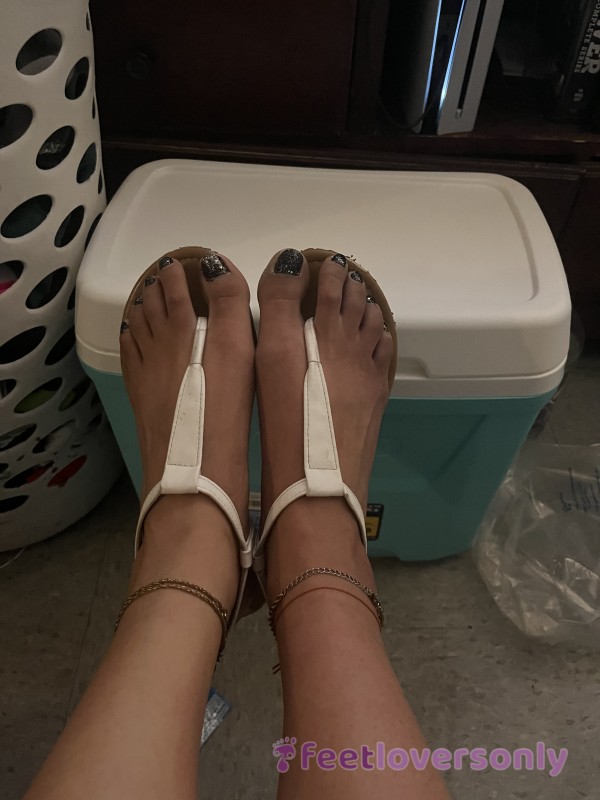 Old Used White Sandals