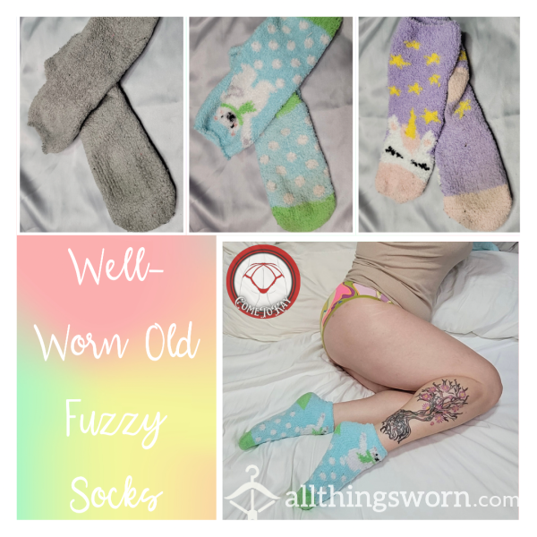 Old Well-Worn Thick Fuzzy Socks - Pick Your Pair