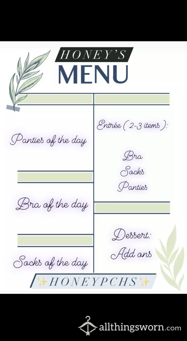 On The Menu/ Items Of The Day