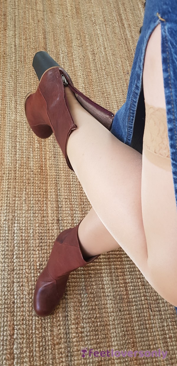 On The Way To Work In Leather Heels