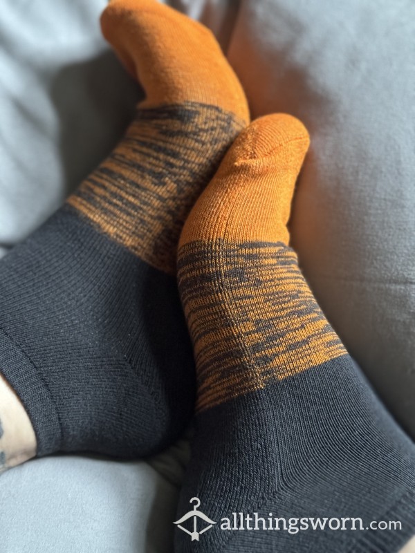 Orange And Black Ankle Socks