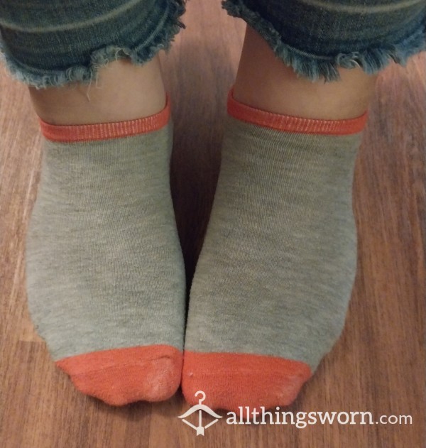 Orange And Gray Ankle Socks