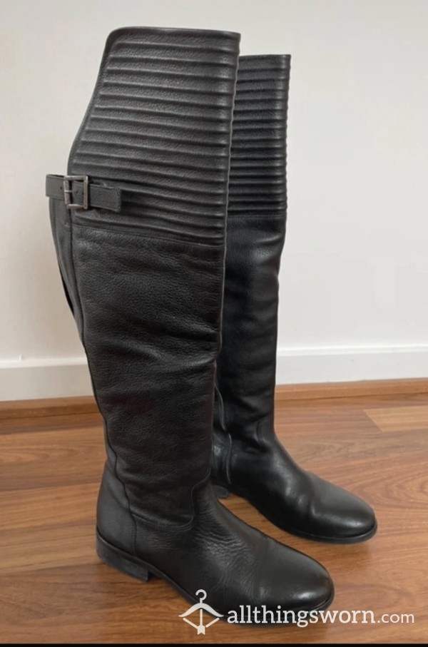 Over The Knee Black Leather Boots