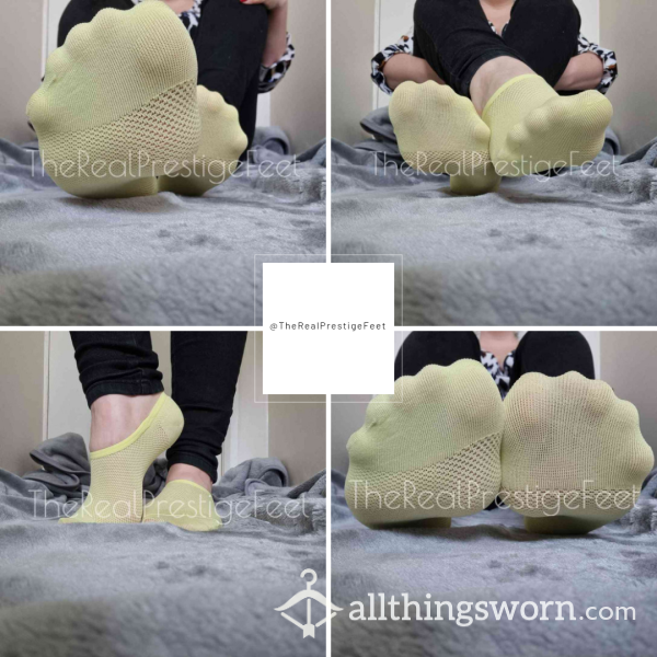 Pale Yellow No Show Socks | Standard Wear 48hrs | Includes Pics & Clips | Additional Days Available | See Listing Photos For More Info - From £16.00