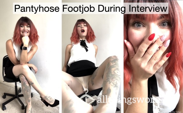 Pantyhose Footjob During Interview