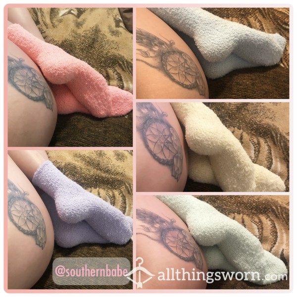 Pastel Fuzzy Socks On My Perfect Soles - 5 Days Worn When Ordered