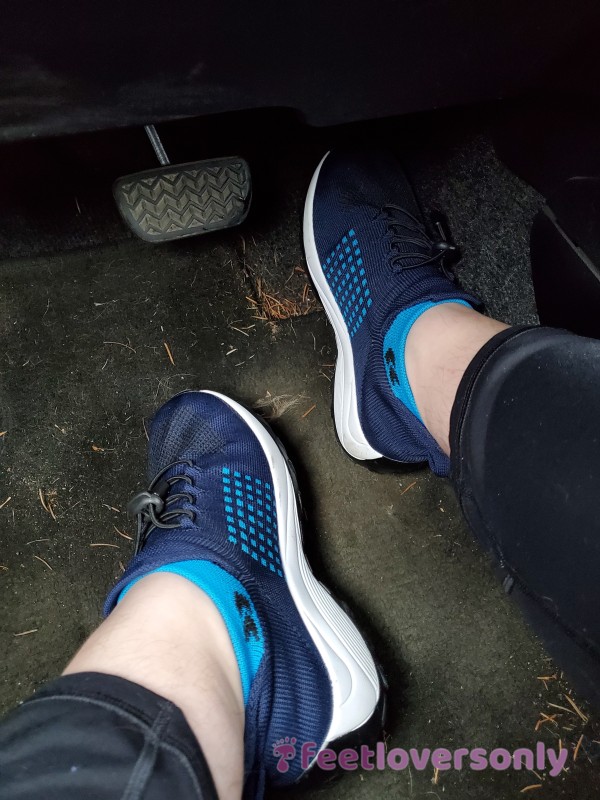 Pedal Pushing In Blue Sneakers