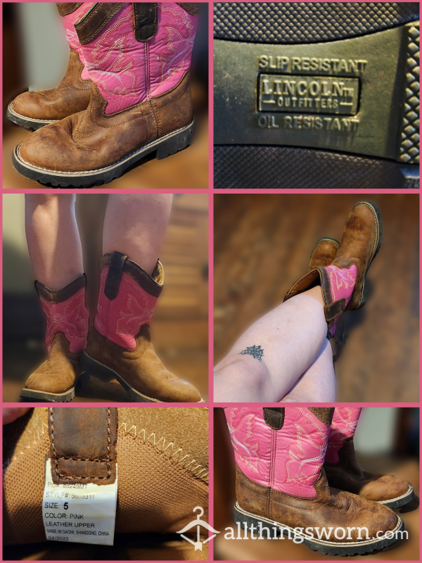 Pink Cowgirl Boots - Size Y5 US