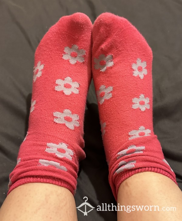 Pink Flower Socks
