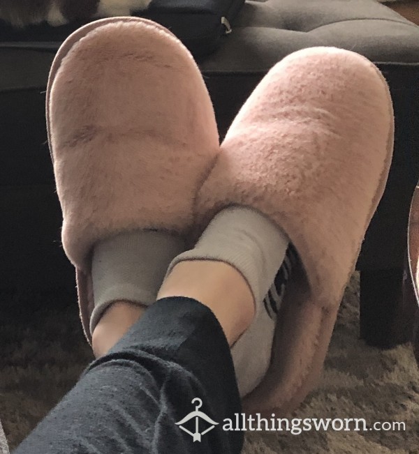 Pink Furry Mule Slippers