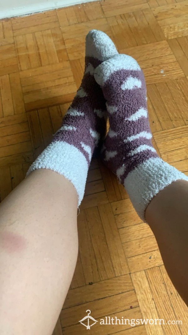 Pink Hearts Fluffy Socks
