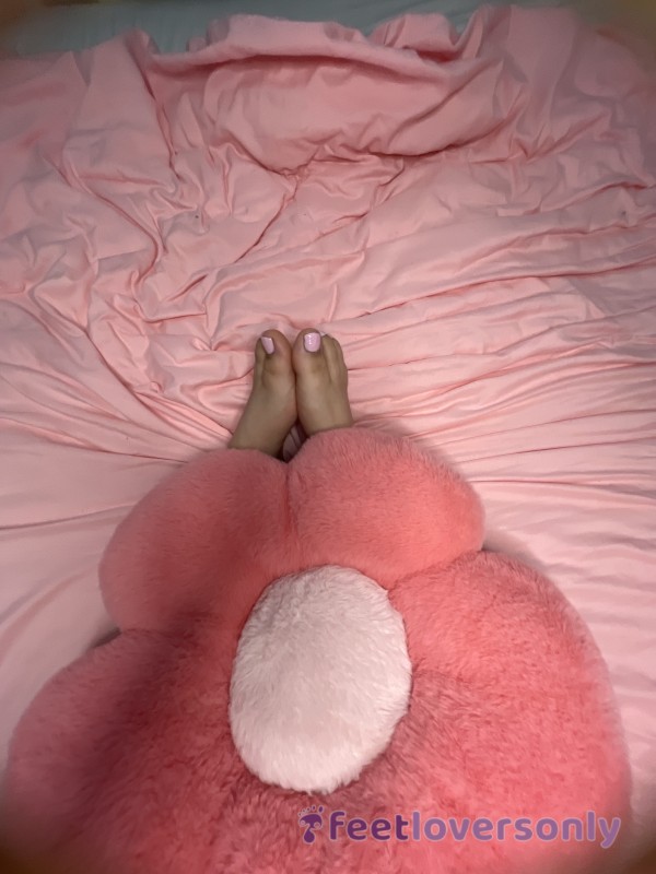 Pink Painted Toes On My Pretty Pink Bed