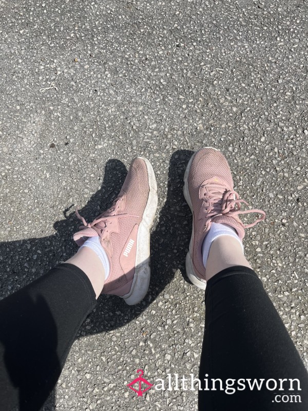 Pink Puma Trainers Well Used For Work / Walking