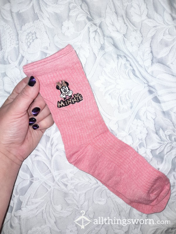 Pink RIBBED Cotton Minnie Mouse Socks