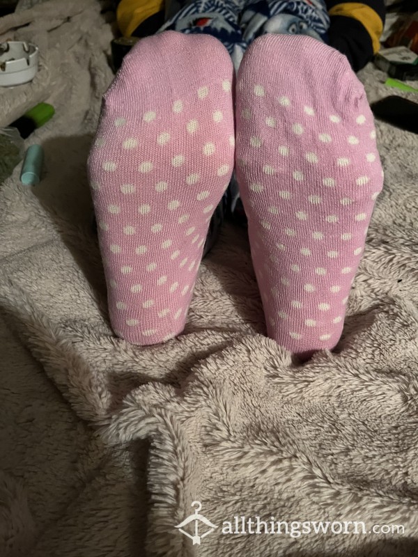 Pink Socks With White Polka Dots ☺️
