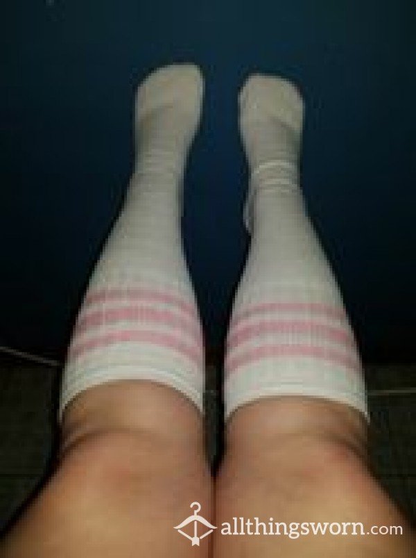 Pink Stripe Skater Knee Socks
