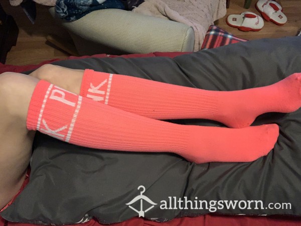 PINK/Victorias Secret Knee High Cheerleader Socks (Dirty)