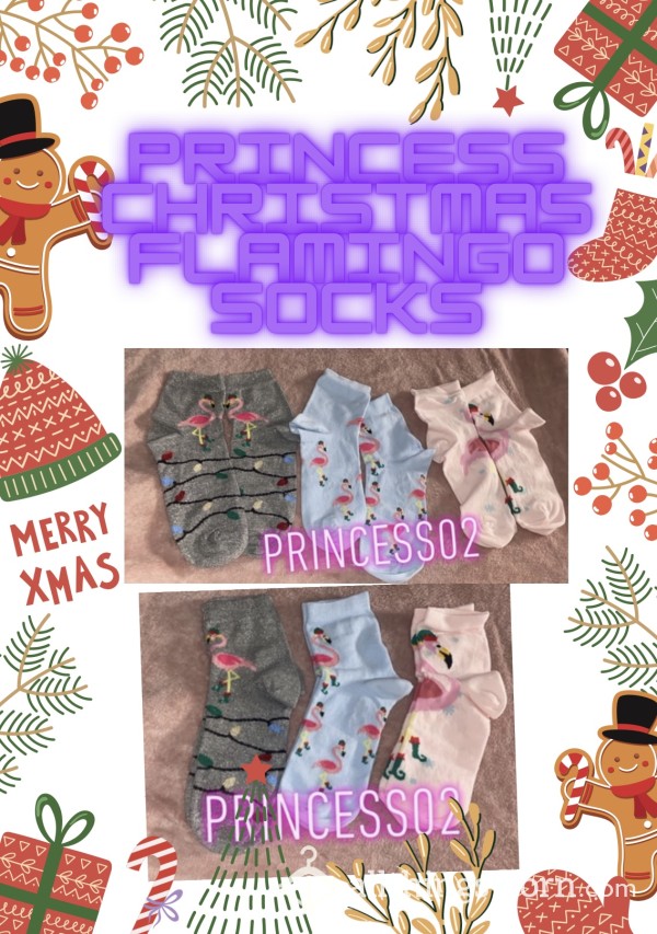 Princess Christmas Flamingo Socks 🦩🎄