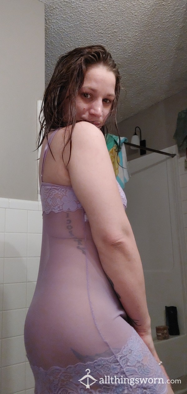 Purple Lace And Sheer Dress Style Lingerie