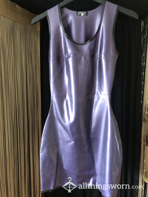 Purple Latex Minidress With Black Trimming