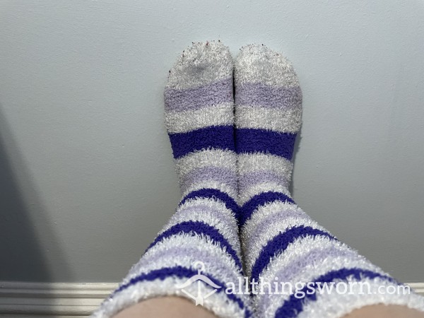 Putrid Purple & White Fuzzy Socks