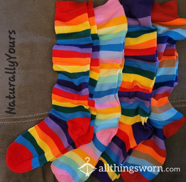 🌈🧦 Rainbow Knee-High Socks ~ Worn To Your Liking