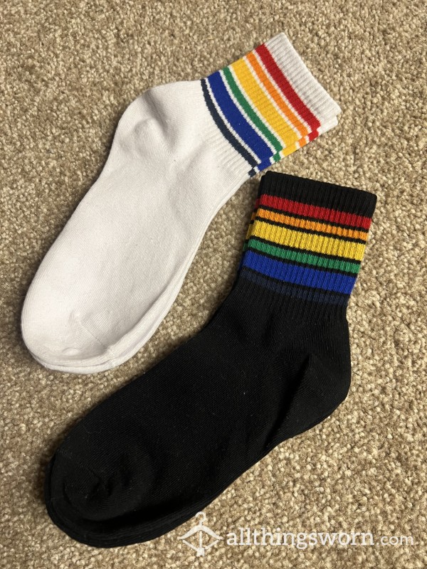 Rainbow Stripey Crew Socks !