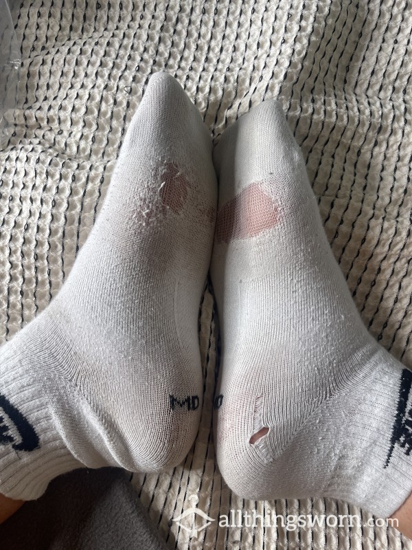 Really Worn White Nike Socks