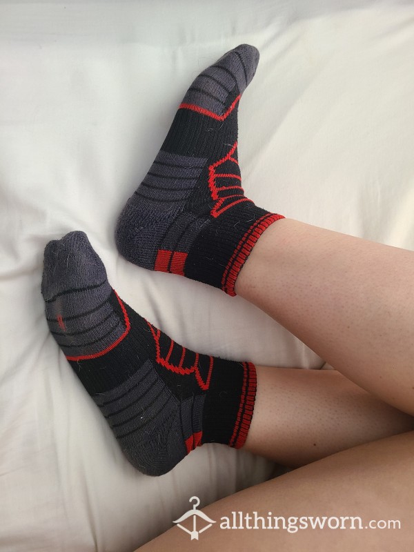 Red And Black Ankle Socks