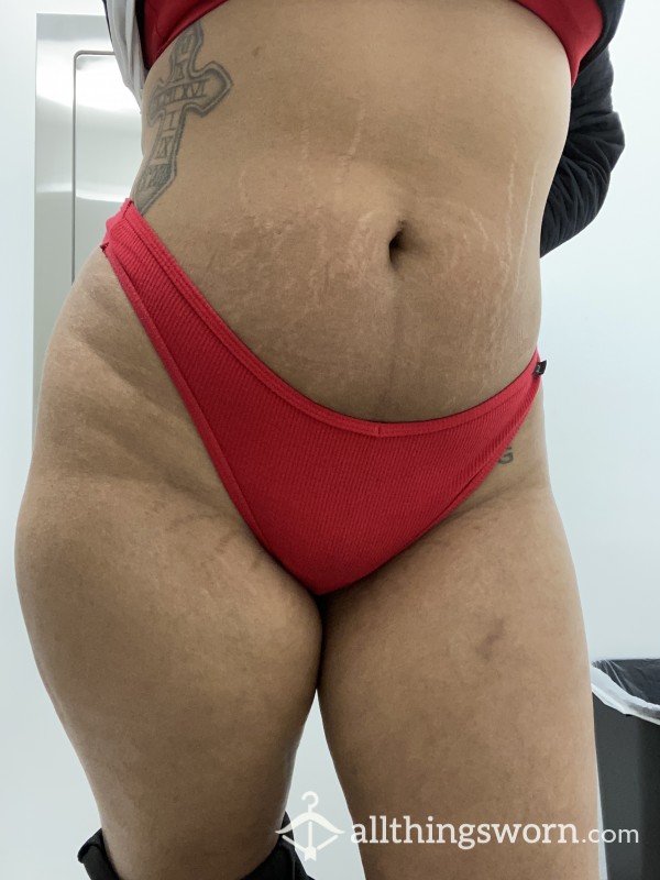 RED COTTON VS THONG
