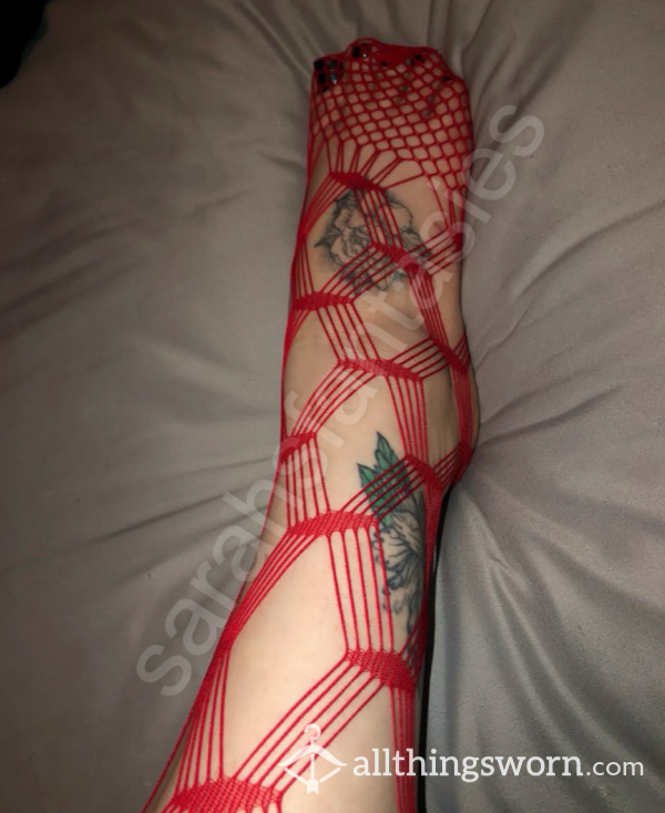 Red Fishnet Style Stockings/Tights 😈
