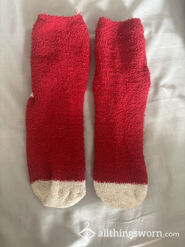 Red Fluffy Socks