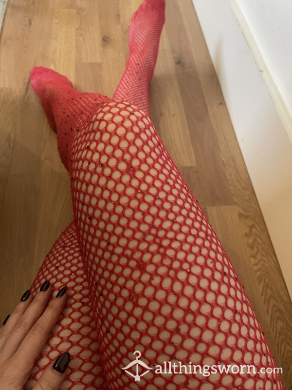 Red Jewelled Ann Summers Fishnet Stockings