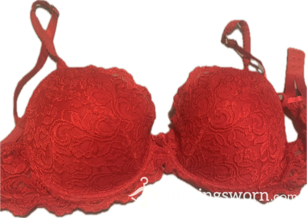 Red Lace-covered Bra