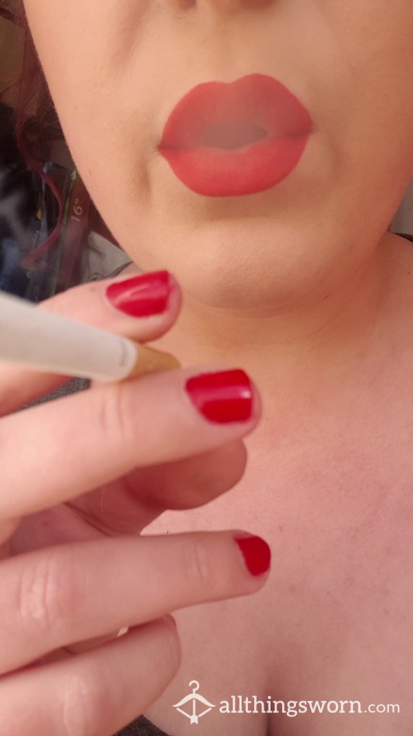 Red Lips Smoking A Filtered Cigarette