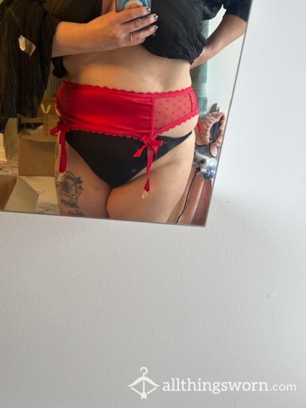 Red Satin And Lace Suspender