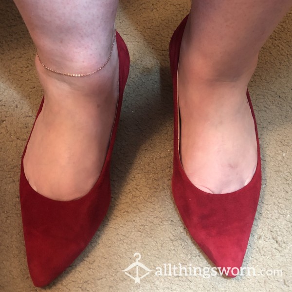 Red Size 11 Short Heels Well Worn