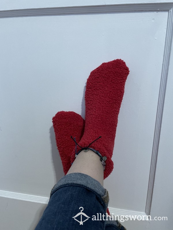 Ripe Red Fuzzy Socks