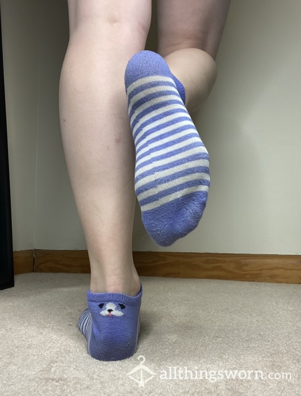 S Purple Striped Puppy Socks