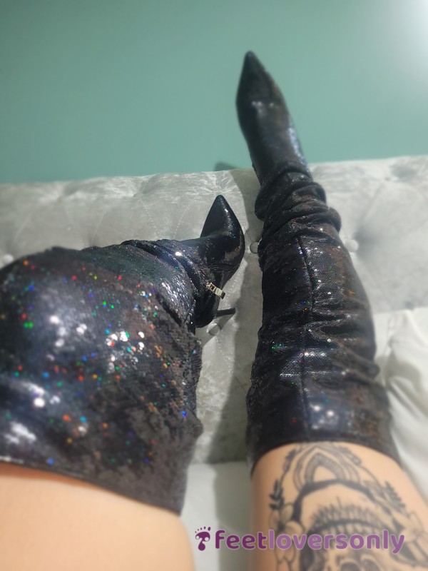 Sequin/sparkle Thigh High Boots
