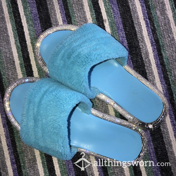 Sexy, Filthy, Dirty, Used, Well-worn, Aqua, Turquoise Slippers